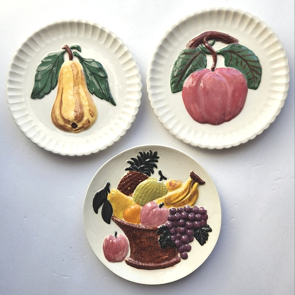 Lot of 3 Vintage Decorative Fruit Plates - Picture 7 of 9